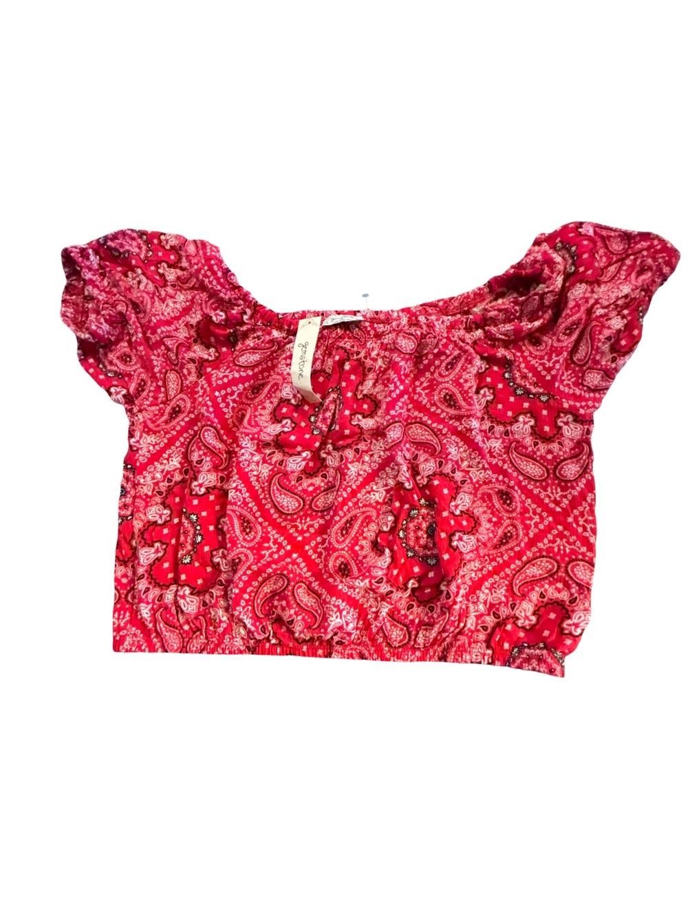 Gemstone Bohemian SummerStyle Red Bandana Paisley CropTop NWT Size XL Cottagecor